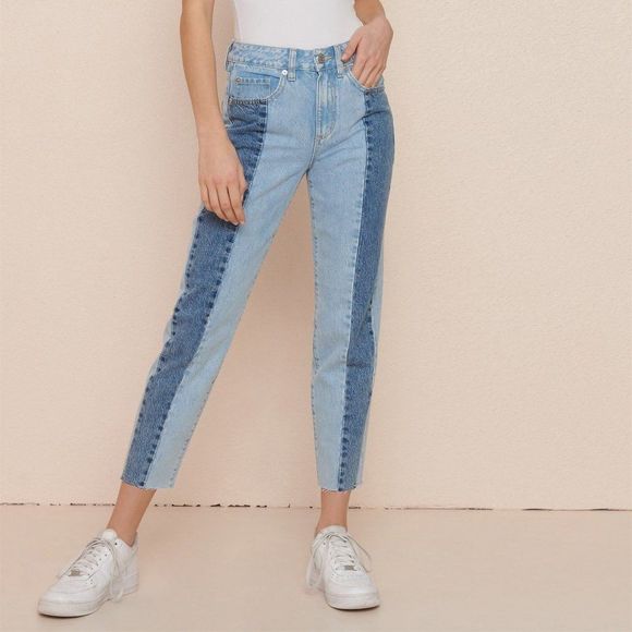 Garage Juniors Two Tone Bleach Mom Jeans - Picture 1 of 5